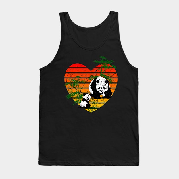 Distressed Cute Baby Panda Mama Panda Sunset Tank Top by Funkrafstik